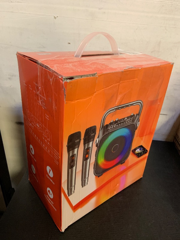 Photo 1 of Karaoke Machine, Portable Bluetooth Speaker with 2 Wireless Microphones for Adults & Kids with Lights, Karaoke Microphone with PA System Supports USB/TF/REC/FM/AUX for Home Party Home System Packages