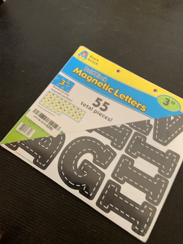 Photo 1 of Teacher Created Resources Black Stitch Bold Block 3" Magnetic Letters - 77309