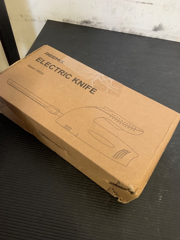 Photo 1 of Reemix Electric Knife With Handle, 150W Powerful Electric Knife Set for Carving Meats, Poultry, Bread, Serving Fork and 2 Carving Blades Included (White with Handle)