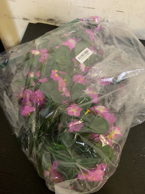 Photo 1 of Artificial Fake Fall Hanging Mums Flowers Plants for Outdoor Outside, 2 PCS Faux Silk Morning Glory Trailing Vines Look Real UV Resistant for Porch Planter Patio Decor (Light Fuchsia and Fuchsia)