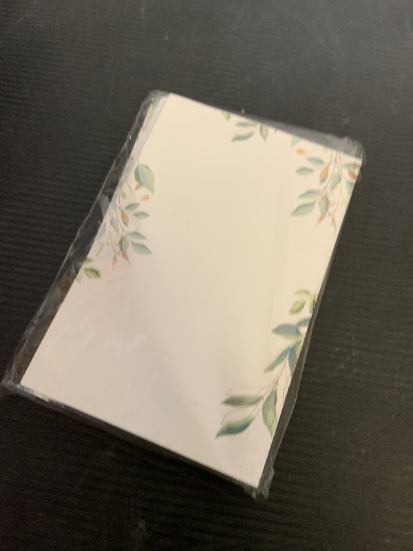 Photo 1 of PerKoop 50 Pcs Blank Wedding Note Cards Decorative Notecards 4x6in Greenery Floral Notecards Printer Paper Cardstock Cards for Wedding Baby Shower DIY Thank Greeting Supplies(Eucalyptus)
