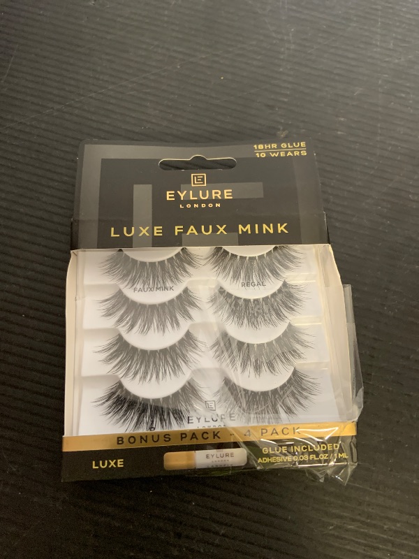 Photo 1 of Eylure Luxe Faux Mink False Lashes - Regal, 4 Pairs Bonus Pack | Glue Included | 10 Wears