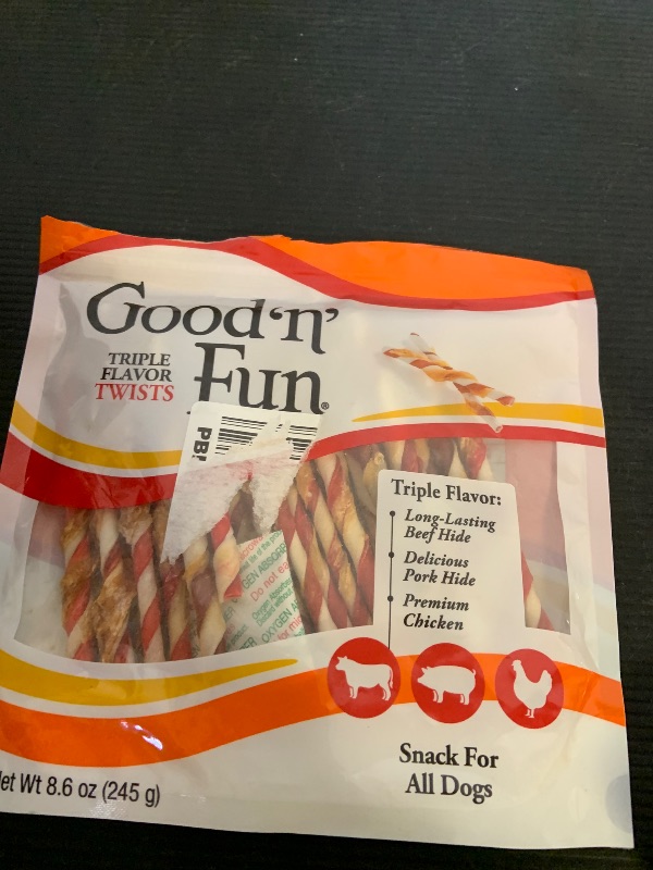Photo 1 of exp date 04/2027--ood'n'Fun Triple Flavored Rawhide Twists For Dogs, 35 Count