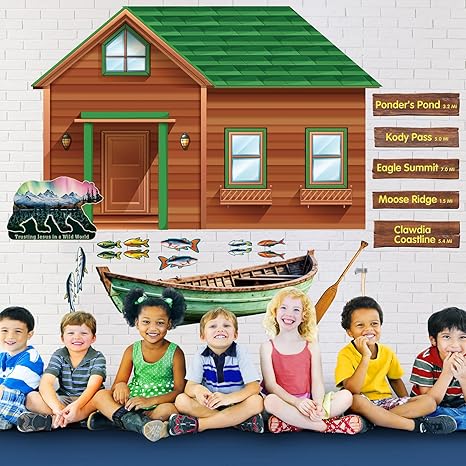 Photo 1 of Marspark 6 Pcs Welcome Back to School Bulletin Board Backdrops Paper North Poster Trust Jesus in a Wild World Backdrop Aurora Fishing Boat Decorative Background for Classroom Office VBS Decorations