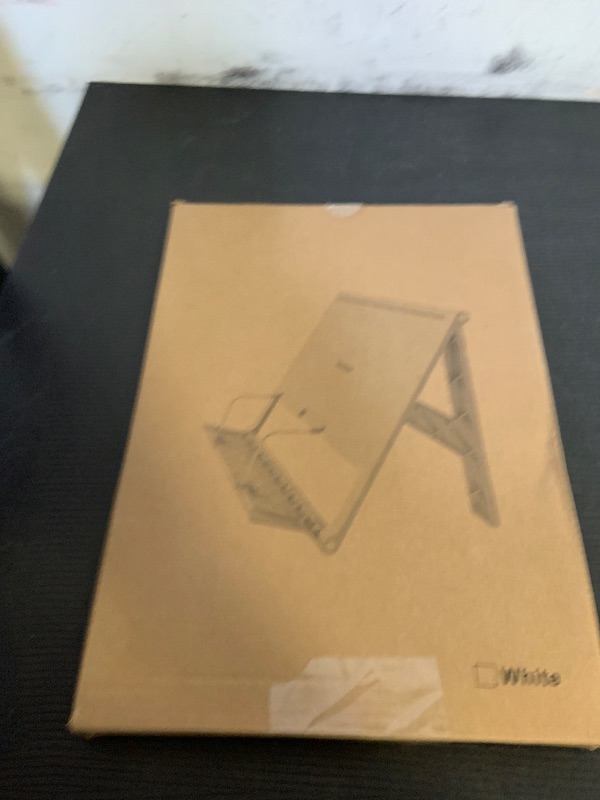 Photo 1 of Readaeer Portable Book Stand Free Angle Adjustable Book Holder for Thick Textbook Collapsible Lightweight Book Rest (White)