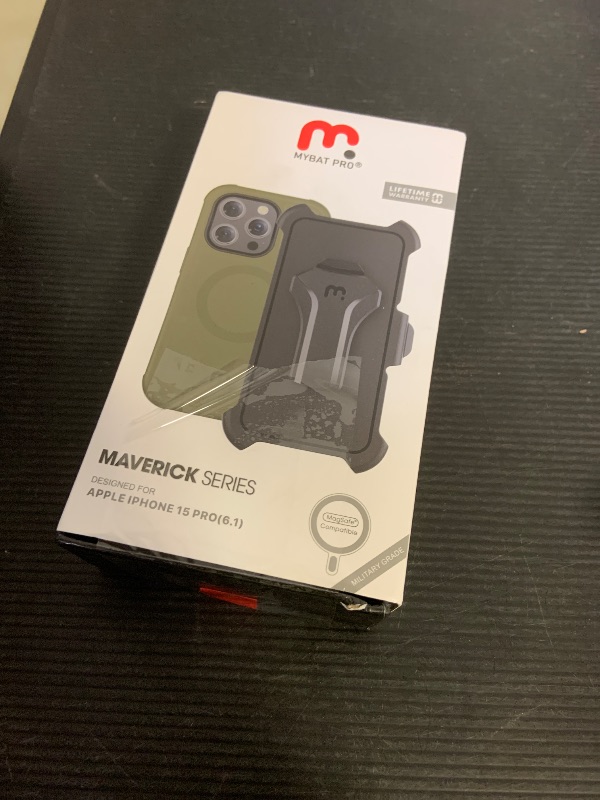 Photo 1 of M MYBAT PRO Maverick Series iPhone 15 Pro Case with Belt Clip Holster,[Compatible with Magsafe] w/Screen Protector,Anti-Drop,Shockproof,with 360°Rotating Kickstand,Heavy Duty Protection Army Green