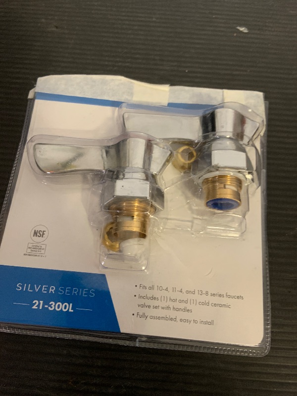 Photo 1 of Krowne Silver Series 21-300L 1/4 Turn Ceramic Repair Kit with Hot and Cold Valve Handles for Commercial Food Industry Restaurant | Fits 10-4, 11-4, & 13-8 Faucets | 9"H x 6"W x 5"L, Stainless Steel
