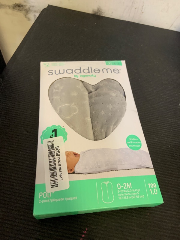Photo 1 of SwaddleMe by Ingenuity Compression Baby Swaddle Pod in Velboa, Two-Way Zipper for Easy Diaper Changes, Improves Sleep & Calms Startle Reflex, 0-2 Months, 1.0 TOG, 2-Pack - Clouds & Stars