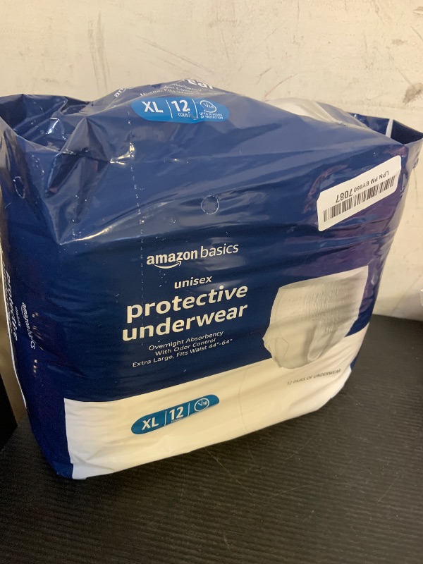 Photo 1 of Amazon Basics Unisex Protective Underwear, Overnight Absorbency, Extra Large, 12 Count, (1 Pack of 12)