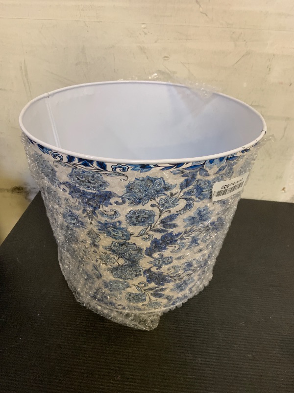 Photo 1 of Nearly Natural 12in. Oriental Blue and White Classic Round Metal Planter