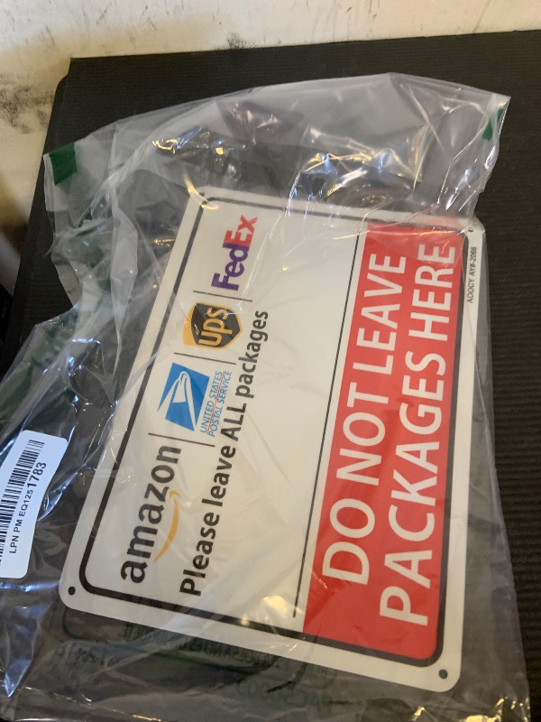 Photo 1 of Do Not Leave Packages Here, Package Delivery Sign - Metal Aluminum Rust Free - 7" x 9.8" Pre-Drilled Holes, Weather Resistant