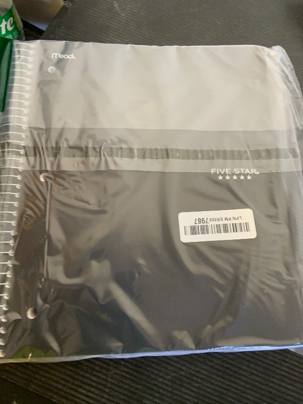 Photo 1 of Five Star Spiral Notebook + Study App, 5 Subject, College Ruled Paper, 8-1/2" x 11", 200 Sheets, Fights Ink Bleed, Water Resistant Cover, Black (72081)