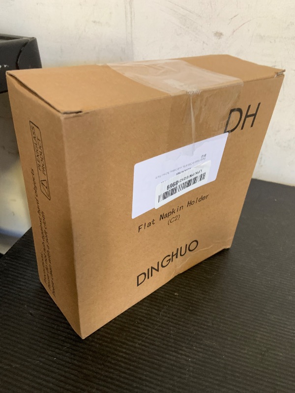 Photo 1 of DINGHUO Acrylic Napkin Holder, 7"x 7"x 2.4" Flat Luncheon Napkin Dispenser with Lid, Clear Flip-top Waterproof Paper Napkin Container Organizer for Table, Kitchen, Indoor & Outdoor, Bathroom Vanity