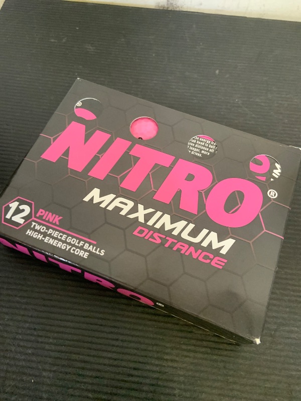 Photo 1 of Long Distance Golf Balls (12PK) All Levels-Nitro Maximum Distance Titanium Core 85 Compression High Velocity Spin Control USGA Approved-Total of 12-Hot Pink