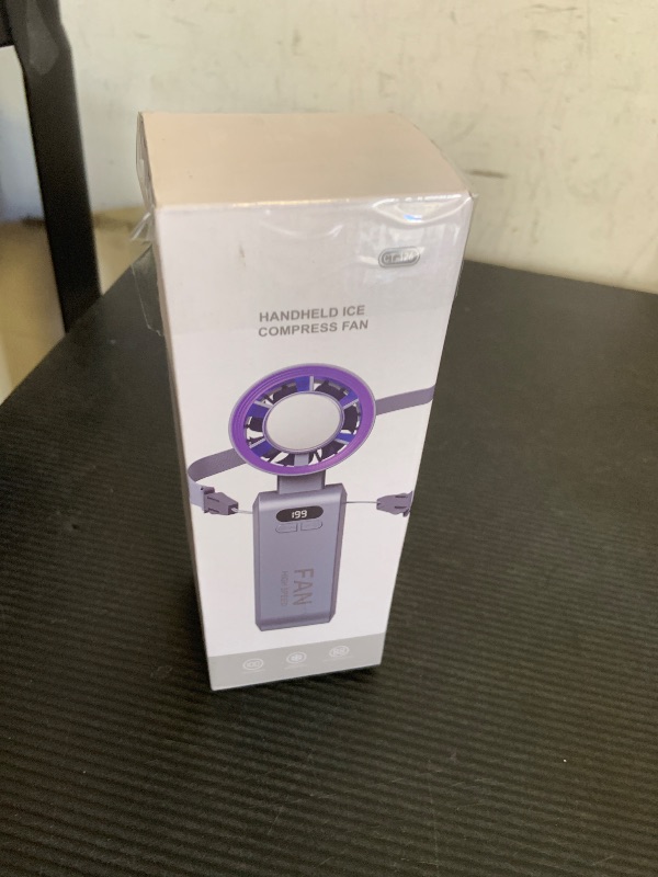 Photo 1 of Handheld Portable Turbo Fan with Ice Cooler, Speed (1-199) 5500mAh Rechargeable Personal Fan,[20H Cooling Time] Mini Yet Powerful [20000 RPM] Small Pocket Fans for Travel/Outdoor/Home/Office, Purple
