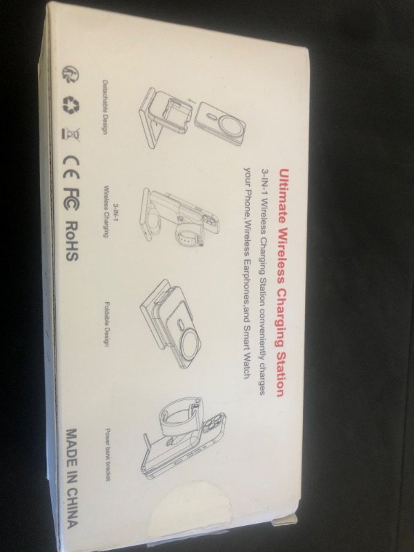 Photo 1 of DDUAN Foldable Wireless Charging Station: 3-in-1 Charger Stand with 5000mAh Portable Power Bank for iPhone 16/15/14/13/12 - Removable Battery Pack for Apple Watch (Black)
