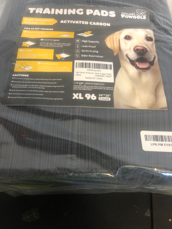 Photo 1 of Powools Charcoal Puppy Pads - 96 Packs, 34.0"×28.0" Ultra-Large Puppy Pads, Odor-Control Carbon Pee Pads for Dogs, 6-Layer Dog Training Pads, Ultra-Absorbent & Quick-Dry Black Puppy Pads