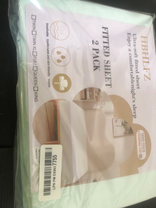 Photo 1 of HBHLFZ Twin Fitted Sheet Only 2 Pack, Soft Breathable Bottom Sheet - 39"x75" Deep Pockets Twin Size Fitted Sheet - All Around Stretch Fit, Wrinkle Resistant, Colorfast - Easy Care?Light Blue?