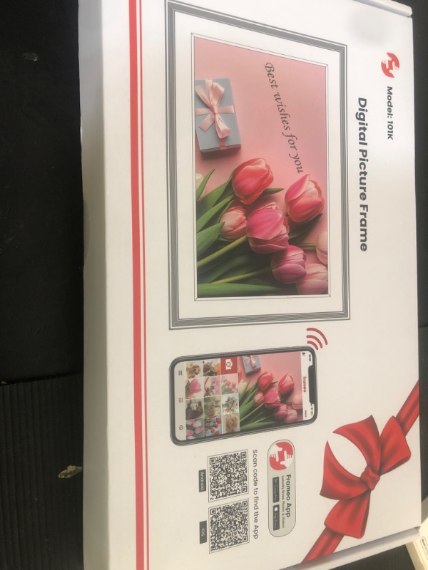 Photo 1 of Frameo 10.1" Wood WiFi Digital Picture Frame with 32GB Memory, 1280 x 800 IPS HD Touch Screen Electronic Photo Frame, Auto-Rotate, Slideshow, Wall Mountable, Share Photos/Video Remotely Anywhere
