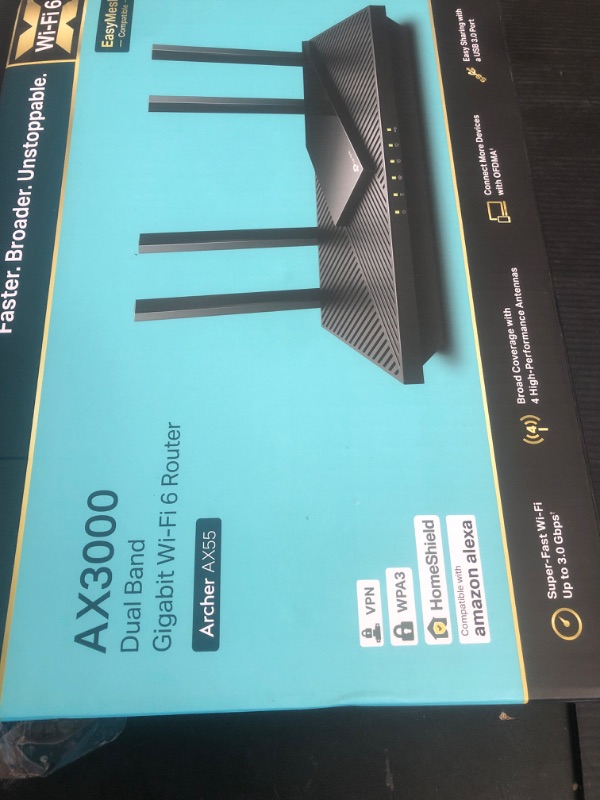 Photo 1 of TP-Link Dual-Band AX3000 Wi-Fi 6 Router Archer AX55 | Wireless Gigabit Internet Router for Home | EasyMesh Compatible | VPN Clients & Server | HomeShield, OFDMA, MU-MIMO | USB 3.0 | Secure by Design