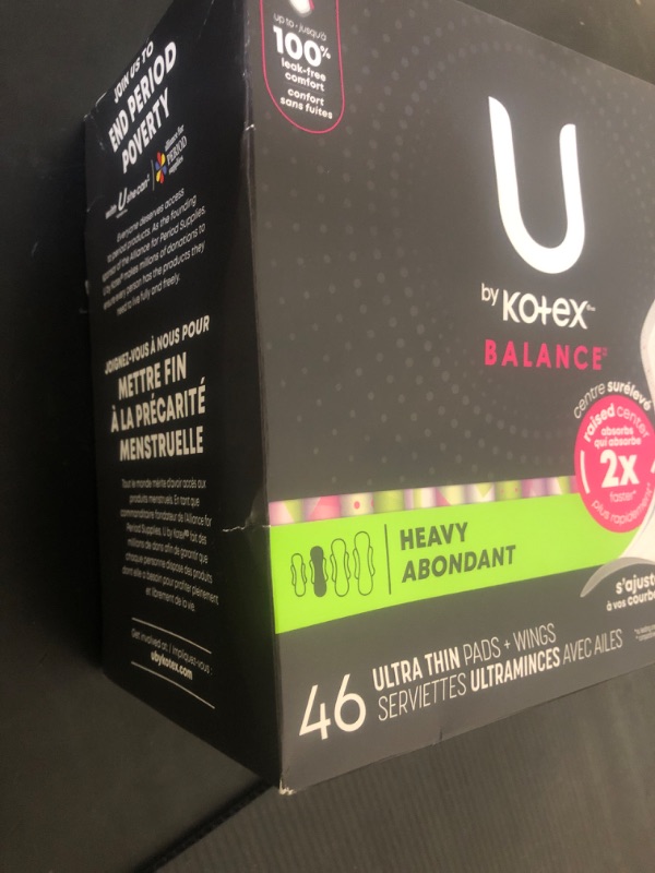 Photo 1 of U by Kotex Balance Ultra Thin Pads with Wings, Heavy Absorbency, 46 Count (Packaging May Vary)