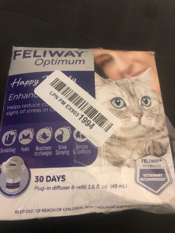 Photo 1 of FELIWAY® Optimum 30 Day Cat Calming Plug In Pheromone Diffuser Starter Kit, 48ml - Helps Reduce Common Signs of Stress in Cats & Kittens, Enhanced Calming