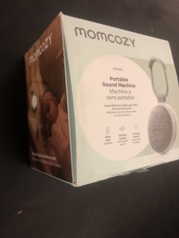 Photo 1 of Momcozy Portable Sound Machine with Night Light, White Noise Sound Machine for Baby, 20 Soothing Sounds, Sound Therapy, Long-Lasting Power, Timer, Clips on Stroller, Baby Shower Gifts