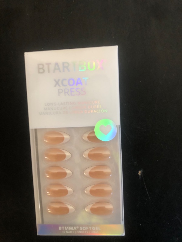 Photo 1 of French Tip Press On Nails - BTArtbox White Almond Medium Reusable Stick On Nails in 15 Sizes - 30 Soft Gel Fake Nail Kit for Women Gift, Classic