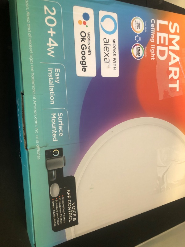 Photo 1 of TALOYA Smart Ceiling Light Flush Mount LED WiFi,Compatible with Alexa Google Home,Dimmable Low Profile Ambient Light Fixture for Bedroom Living Room Hallway Kitchen Nursery,12 Inch,RGB