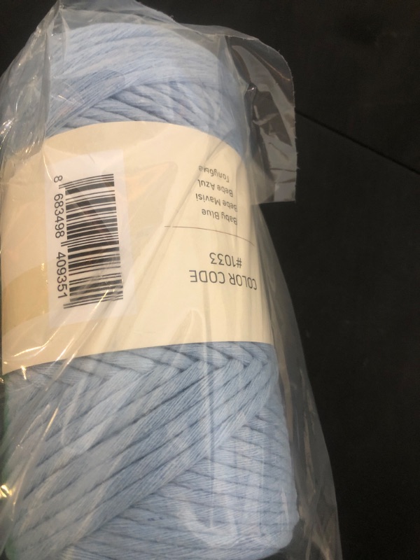 Photo 1 of Sensy Premium Macrame Cord 3mm 109 Yards, 100% Cotton, Single Strand Twisted, Macrame Rope, Macrame String Cotton Yarn, Macrame Yarn (Baby Blue)