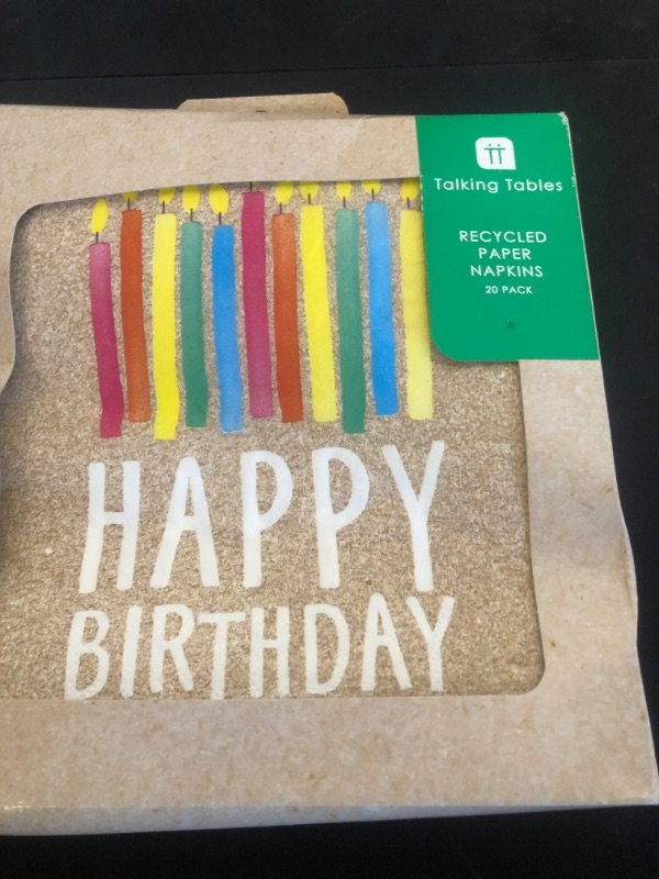 Photo 1 of Kraft Talking Tables Birthday Party Paper Napkins ZERO PLASTIC ,33CM, 20PK