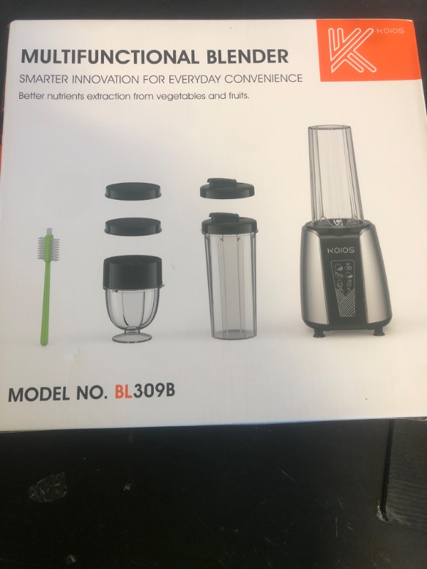 Photo 1 of KOIOS Smoothie Blender, Max 1000w Personal Blender for Shakes and Smoothies, 12Pcs Coffee Grinder and Countertop Blenders Combo for Kitchen, Portable Smoothie Blenders with 2x22 oz To-Go Cups, Non-BPA