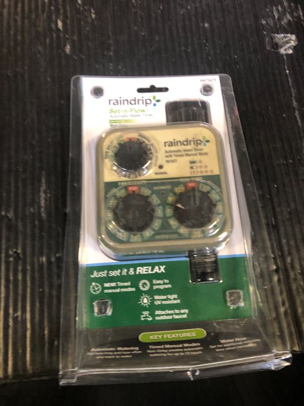 Photo 1 of Raindrip R675CT Analog 3-Dial Water, Sprinkler Timer with Rain Delay for Drip Irrigation, Garden, Self-Watering