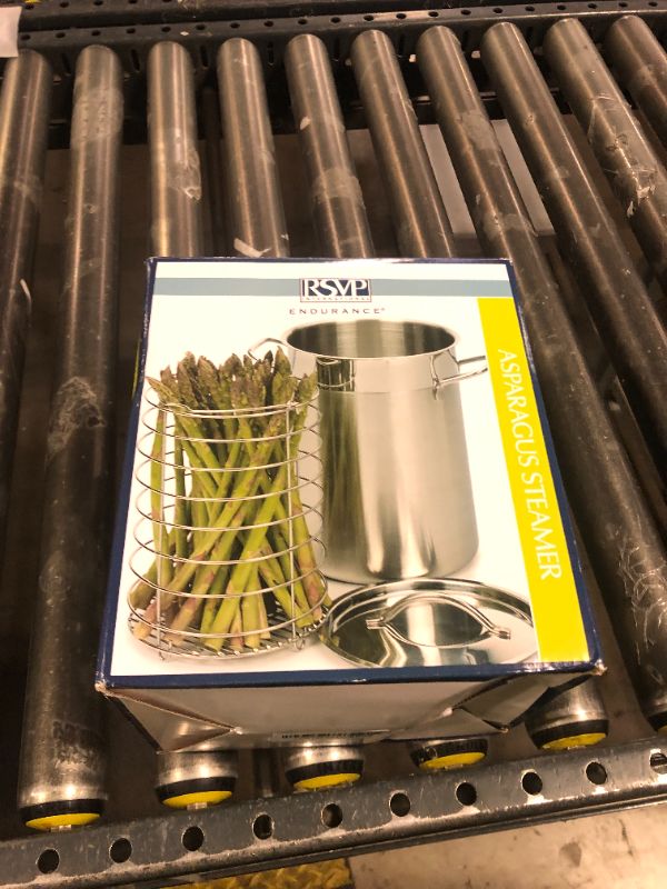 Photo 1 of RSVP International Endurance Kitchen Cookware Collection Stainless Steel Asparagus Steamer Pot & Lid with Chromed Steel Basket Insert, 3 Quart Capacity, 5.5" Diameter
