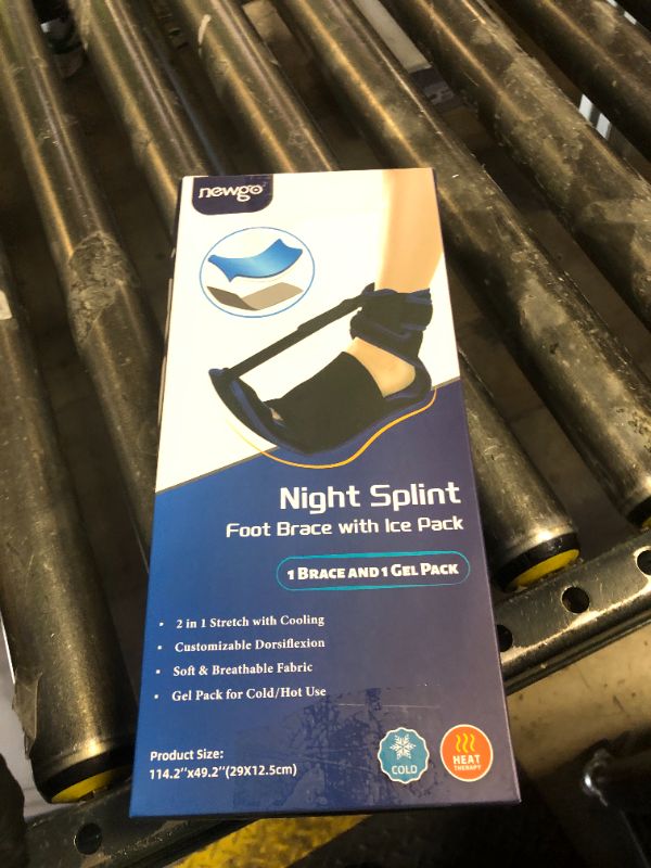 Photo 1 of NEWGO Plantar Fasciitis Night Splint Ice Pack with Cooling Gel on Sole and Heel, Adjustable Plantar Fasciitis Brace Support for Sleeping, Pain Relief for Achilles Tendonitis, Foot Drop, Heel Spur