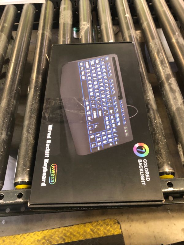 Photo 1 of SABLUTE Large Print Backlit Keyboard, Wired USB Computer Keyboards with 7-Colors Backlight, Wrist Rest, Phone Holder, Oversized Letter Keys Easy to See and Type for Laptop, PC, Windows, Black