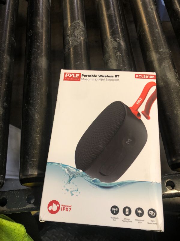 Photo 1 of Pyle Portable Wireless Bluetooth Speaker, IPX7 Waterproof, TF Card Support, FM Radio, 3.5mm Audio Input, Built-in Mic, Vigorous Bass, Ideal for Office, Home, Outdoor Use