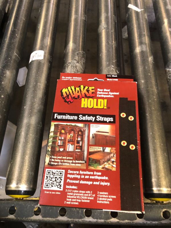 Photo 1 of Quakehold! Furniture Strap Kit, Earthquake Fasteners for Disaster Preparedness, Child Proof Safety Straps for RV, Home Office, Helps Prevent Damage and Injury, Easy to Install, Black