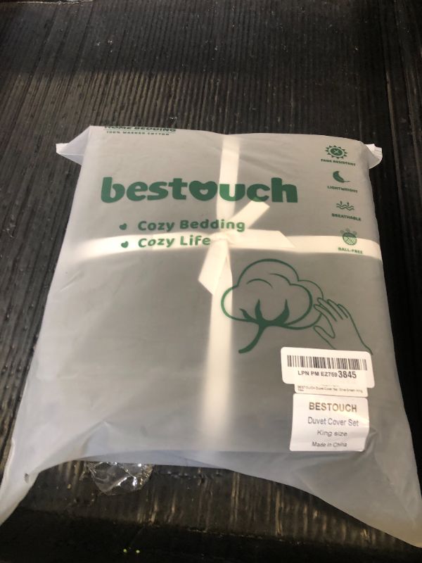 Photo 1 of BESTOUCH Duvet Cover Set 100% Washed Cotton Linen Feel Super Soft Comfortable Chic Lightweight 3 PCs Home Bedding Set Olive Green King