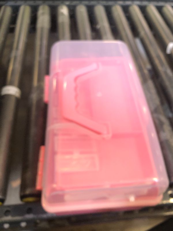 Photo 1 of TERGOO 12in Three-Layer Multipurpose Storage Box Organizer Folding Tool Box/Art & Crafts Case/Sewing Supplies Organizer/Family First Aid organizer/Medicine Storage with 2 Trays (Pink)