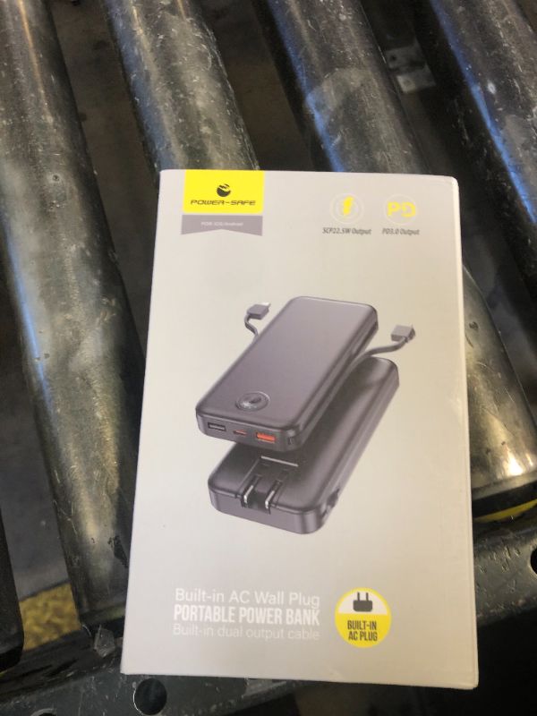 Photo 1 of Nusyddy Portable Charger with Built in Cable and AC Wall Plug, USB C Power Bank 12000mAh 22.5W Super Fast Charging, Lightweight Portable Phone Charger Travel Battery Pack for iPhone, ect