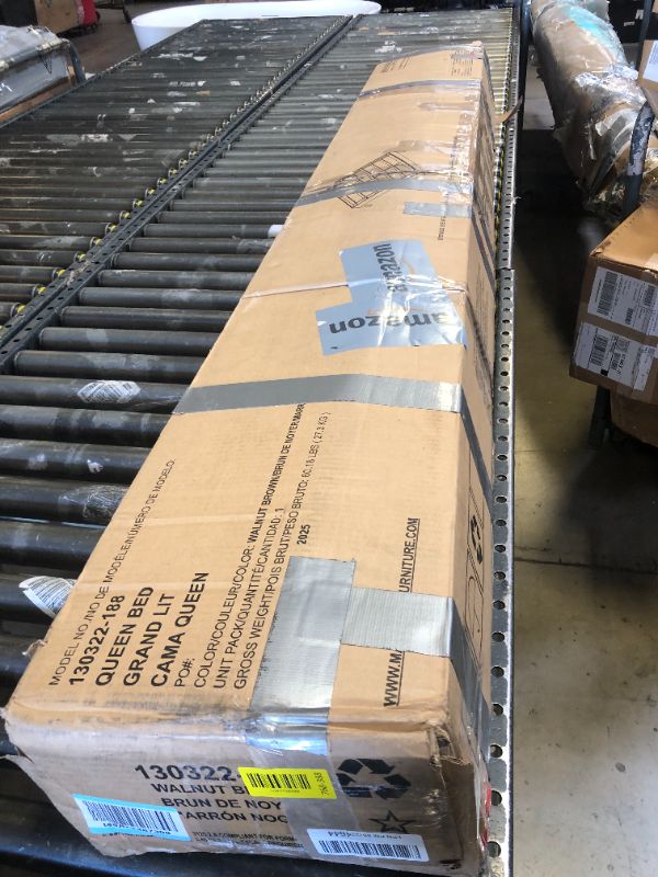 Photo 1 of Plank+Beam Solid Wood Platform Bed Frame, Strong Wood Slat Support, No Box Spring Needed, Easy Assembly, Walnut, Queen