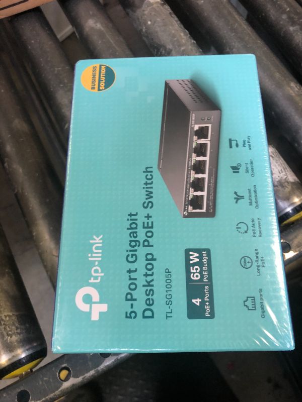Photo 1 of TP-Link TL-SG1005P, 5 Port Gigabit PoE Switch, 4 PoE+ Ports @65W, Desktop, Plug & Play, Sturdy Metal w/ Shielded Ports, Fanless, QoS & IGMP Snooping