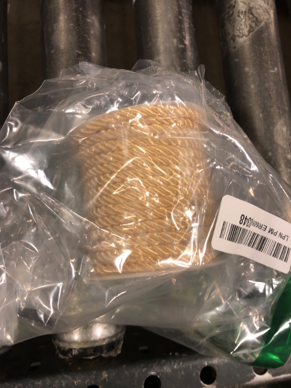 Photo 1 of jijAcraft 5mm 21 Yards Gold Rope Cord - 3Ply Twisted Decorative Cord for Sewing & Crafting, Shiny Cord Polyester String for Home Decor Curtain Tieback, Upholstery, Graduation Honor Cord