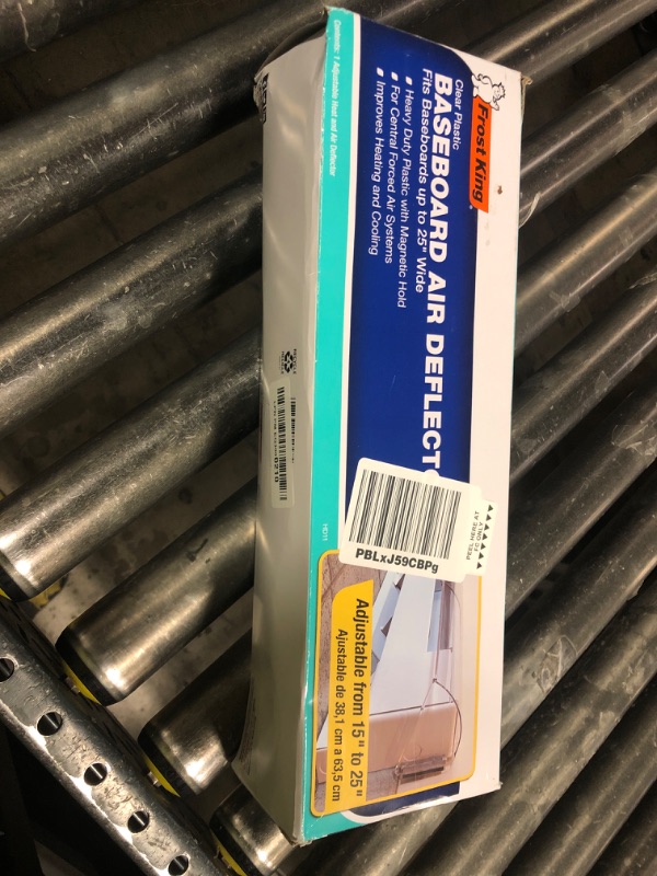 Photo 1 of Frost King HD11 Baseboard Air Deflector, Heavy Duty, Clear Plastic with Magnetic hold, Fits baseboards up 25' wide, Adjustable 15" to 25"