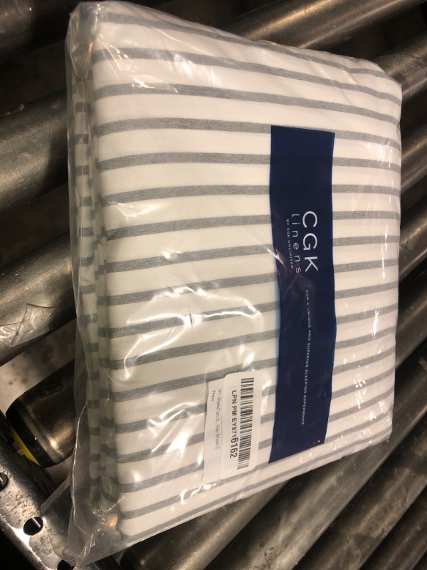 Photo 1 of Twin XL Size 3 Piece Sheet Set - Comfy Breathable & Cooling Bed Sheets Set - Hotel Luxury Bedding for Women, Men, Kids, Teens, Boys & Girls - Deep Pockets and Wrinkle Free - Oeko-Tex - Grey Stripes 2