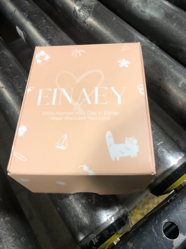 Photo 1 of EINAEY Clip in Bangs, 100% Real Human Hair Medium Brown Fake Bangs Clip in Hair Extensions French Bangs Fringe with Temples Hairpieces for Women Curved Curtain Bangs for Daily Wear