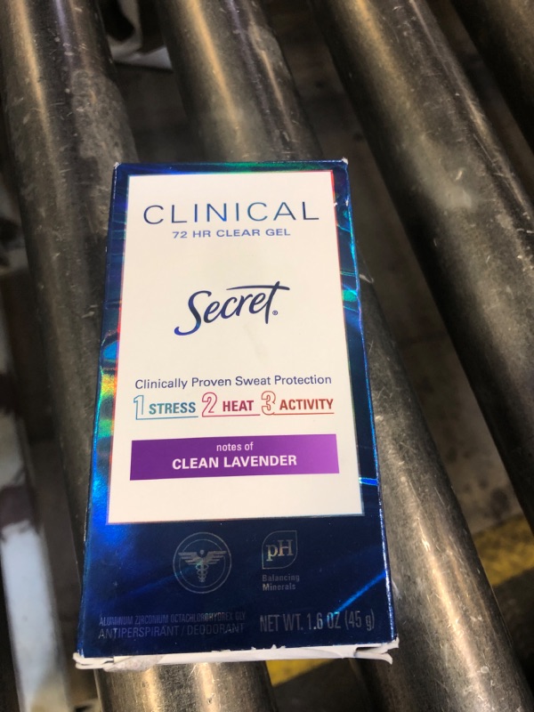 Photo 1 of Secret Clinical Strength Antiperspirant Deodorant for Women, 3X Stress Protection, 72hr Sweat & Odor Protection, PH Balancing Minerals, Clear Gel, Clean Lavender Scent, 1.6 oz (Pack of 3)