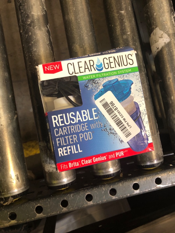 Photo 1 of Clear Genius Reusable Cartridge with Filter Pod SU-11, Includes 1 Reusable Cartridge and 1 Filter Pod Refill, Filter Pods Last 2 Months, Blue, Fits Brita & Pur