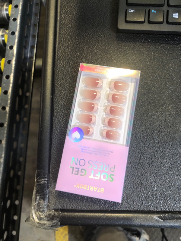 Photo 1 of BTArtbox Press on Nails Square - French Tip Press On Nails Short, Seamless Fit Glue on Nails for Nail Art Manicure, 15 Sizes, French Girl